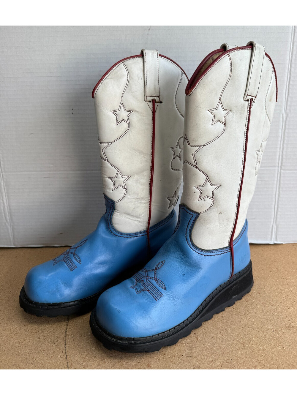 Women’s John Fluevog US Sz 5 Blue White Red Rodeo Star Boots